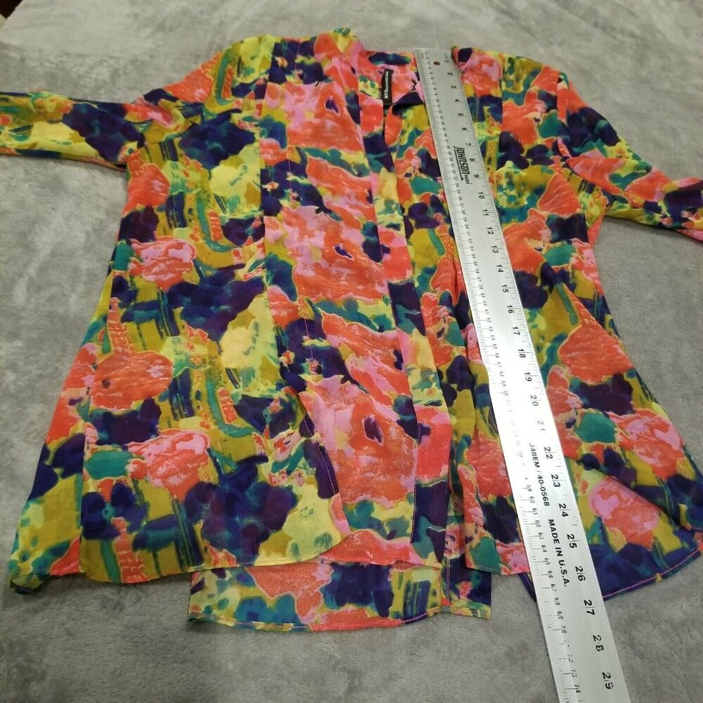 W118 by Walter Baker Women's Medium Red Floral Long Sleeve Shirt Hidden Button - Picture 6 of 6